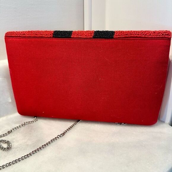 NWT Viola Game Day Beaded Chain Strap Clutch Convertible Crossbody Purse Red OS - Picture 2 of 6